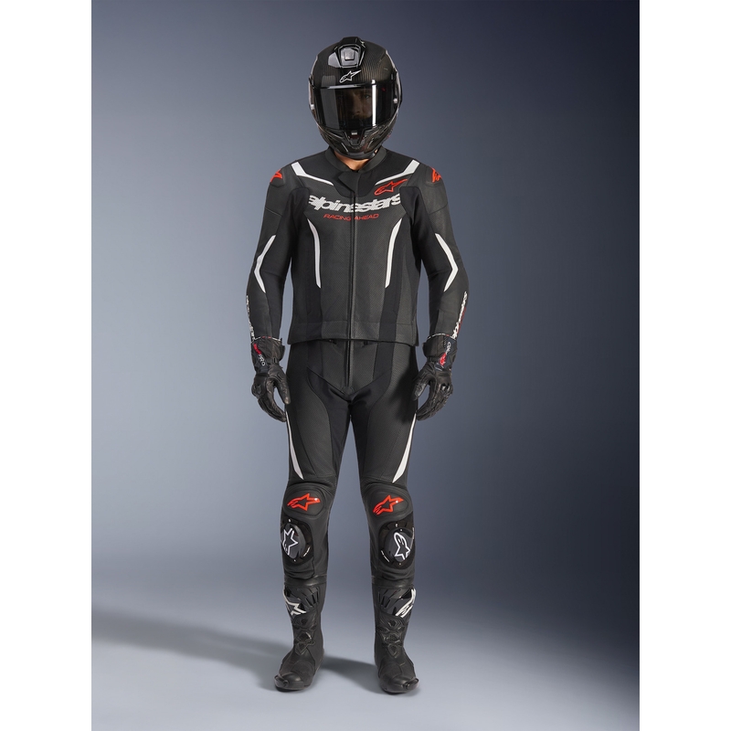 Dvojdielna kožená kombinéza Alpinestars GP Force V2 čierno-bielo-fluo červená
