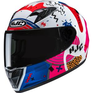 Detská integrálna helma na motorku HJC Y10 Mika MC28 bielo-ružovo-modrá
