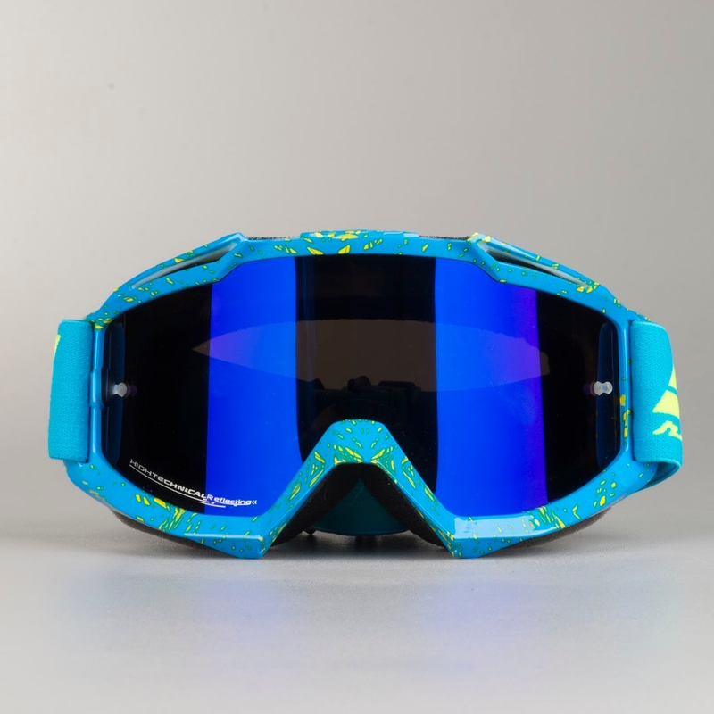 Motokrosové okuliare Shot Iris Scratch modro-fluorescenčno žlté výpredaj