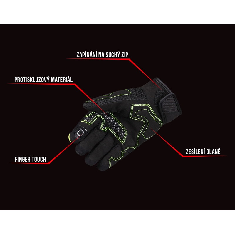 Rukavice na motocykel Street Racer Stunt čierno-fluo žlté