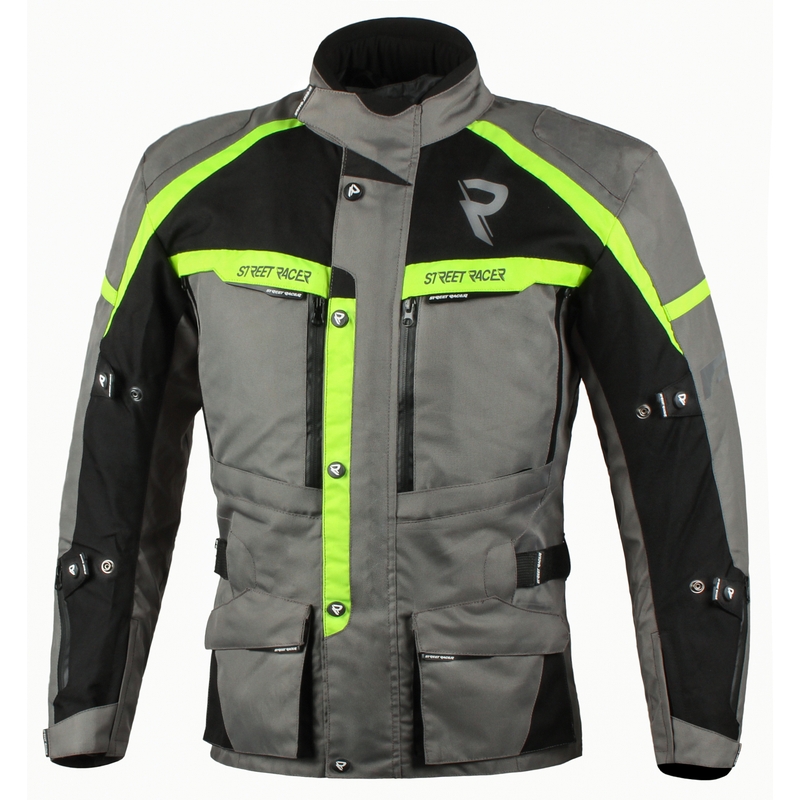 Bunda na motocykel Street Racer Rocket šedo-čierno-fluorescenčno žltá výpredaj
