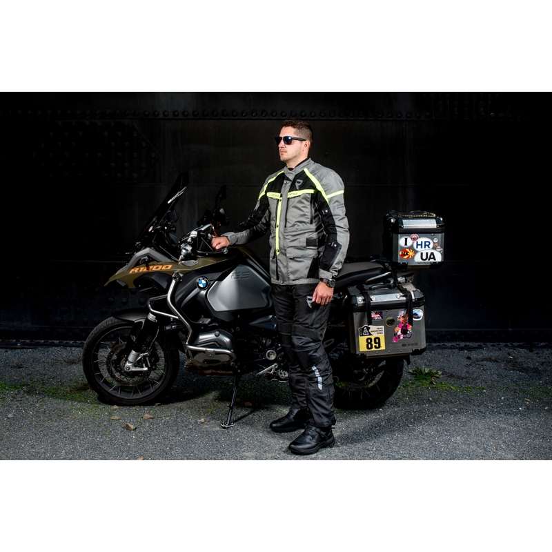 Bunda na motocykel Street Racer Rocket šedo-čierno-fluorescenčno žltá výpredaj