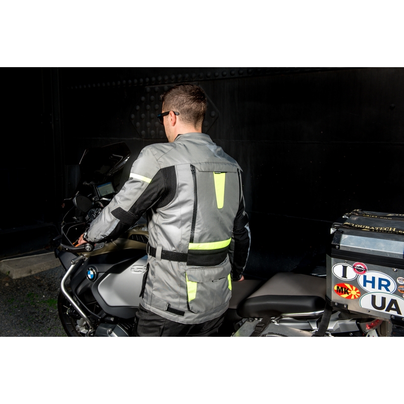 Bunda na motocykel Street Racer Rocket šedo-čierno-fluorescenčno žltá výpredaj
