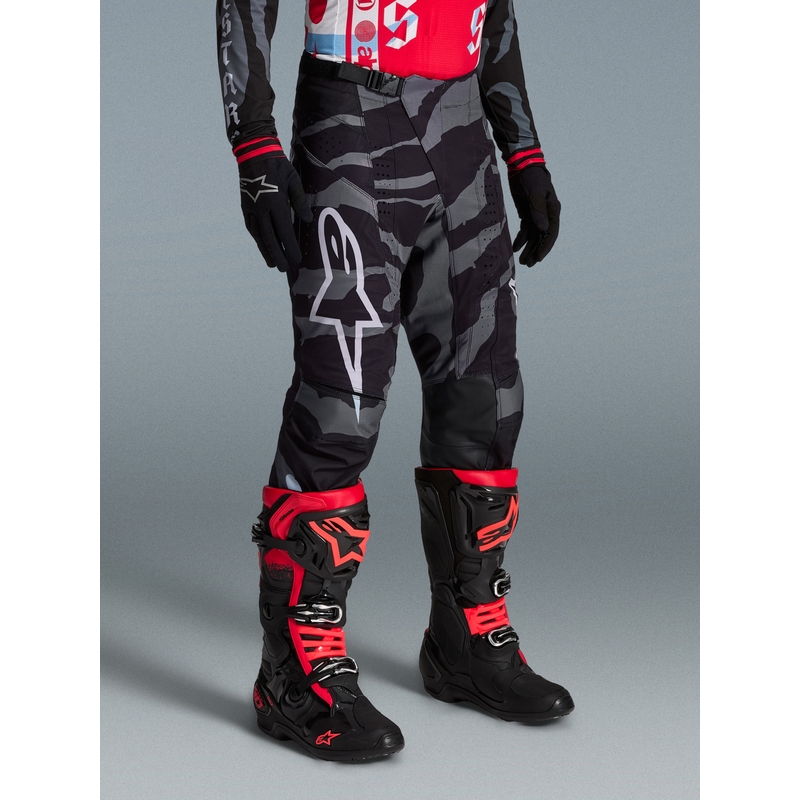 Motokrosové nohavice Alpinestars Techstar limitovaná edícia Beast Coast šedo-čierno-oranžové