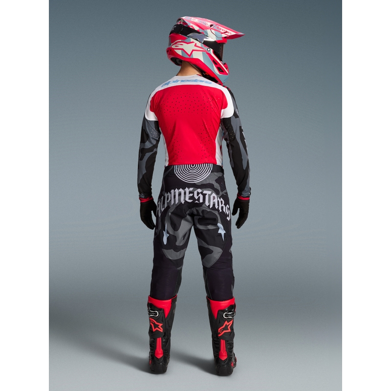 Motokrosové nohavice Alpinestars Techstar limitovaná edícia Beast Coast šedo-čierno-oranžové
