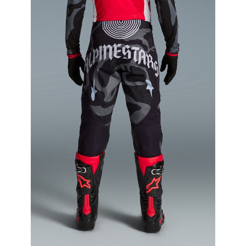 Motokrosové nohavice Alpinestars Techstar limitovaná edícia Beast Coast šedo-čierno-oranžové