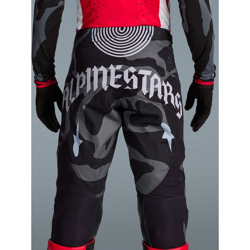 Motokrosové nohavice Alpinestars Techstar limitovaná edícia Beast Coast šedo-čierno-oranžové