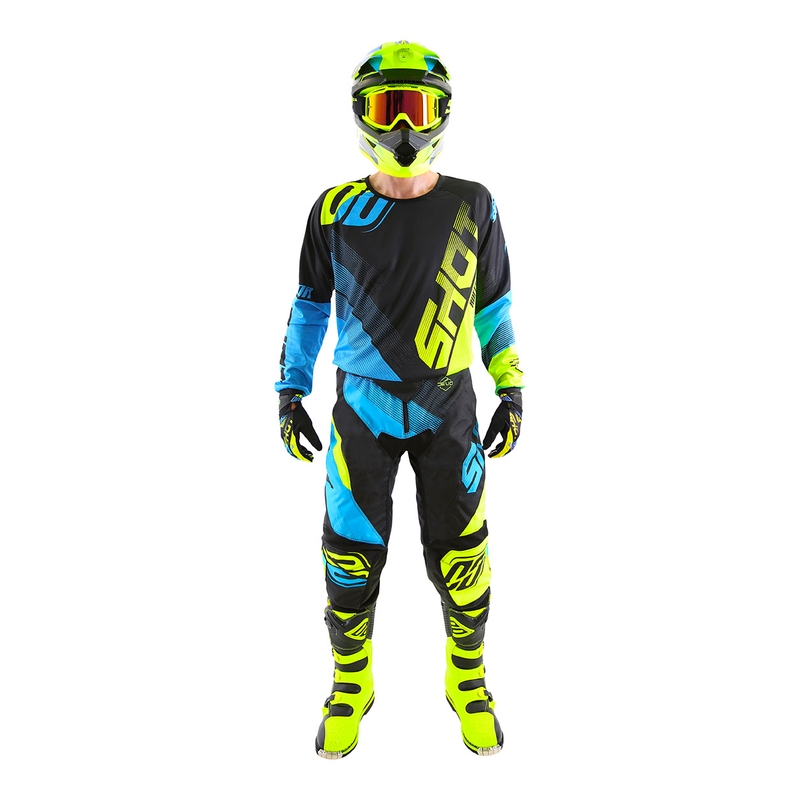 Motokrosové nohavice Shot DEVO Ultimate modro-fluorescenčno žlté výpredaj
