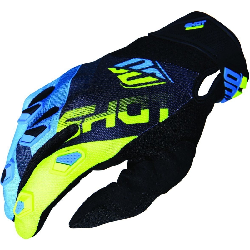 Motocrossové rukavice Shot DEVO Ultimate modro-fluorescenčno žlté výpredaj