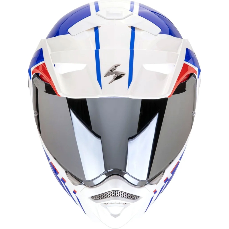 Výklopná helma na motorku Scorpion ADX-2 LEWIS bielo-modro-červená