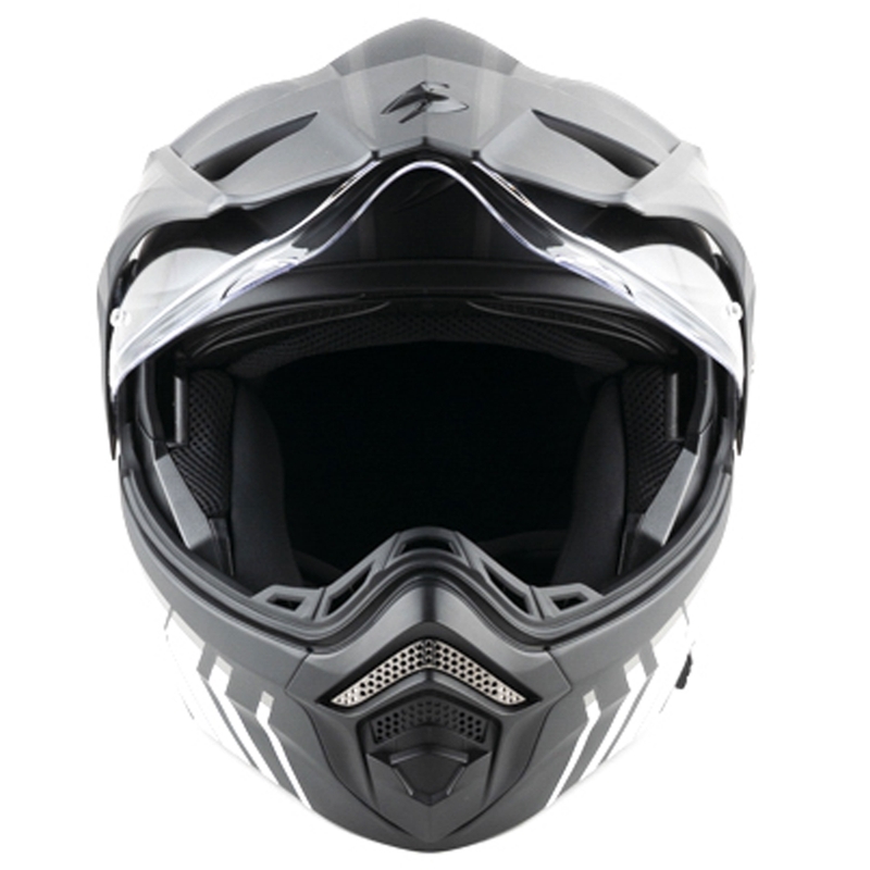 Výklopná helma na motorku Scorpion ADX-2 LEWIS matná čierno-strieborná