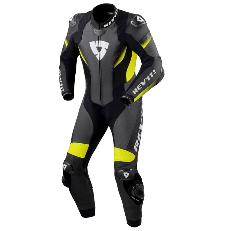 Kožená kombinéza na motocykel Revit Control čierno-fluorescenčno žltá