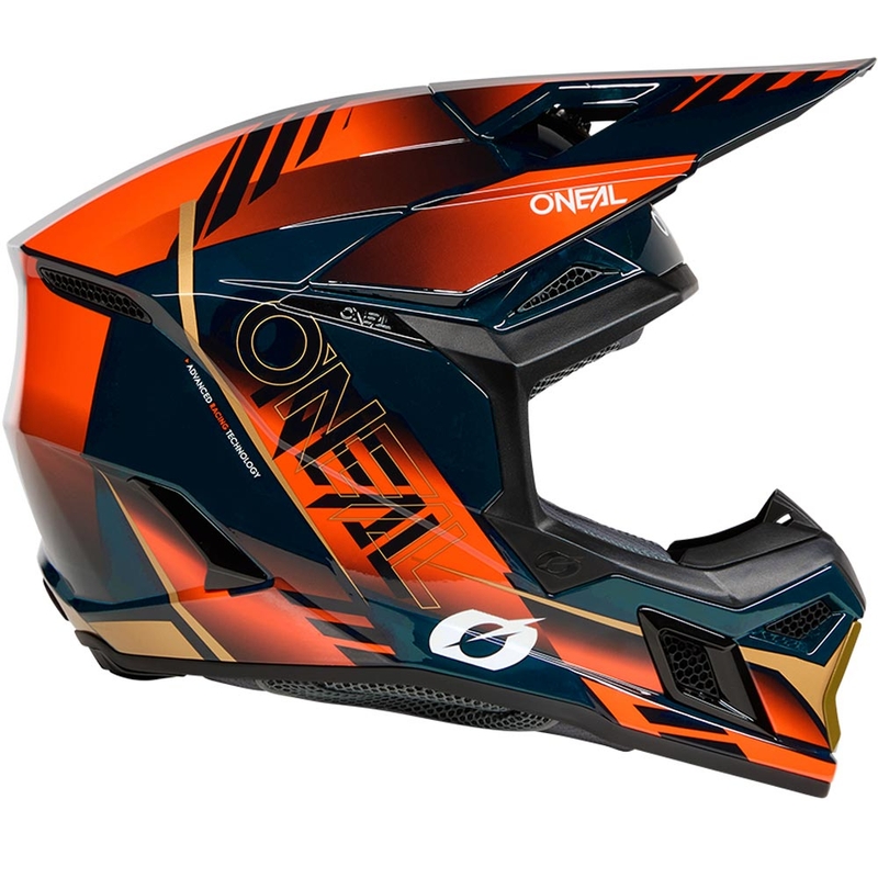 Motokrosová prilba O´Neal 3SRS Haze modro-oranžovo-zlatá