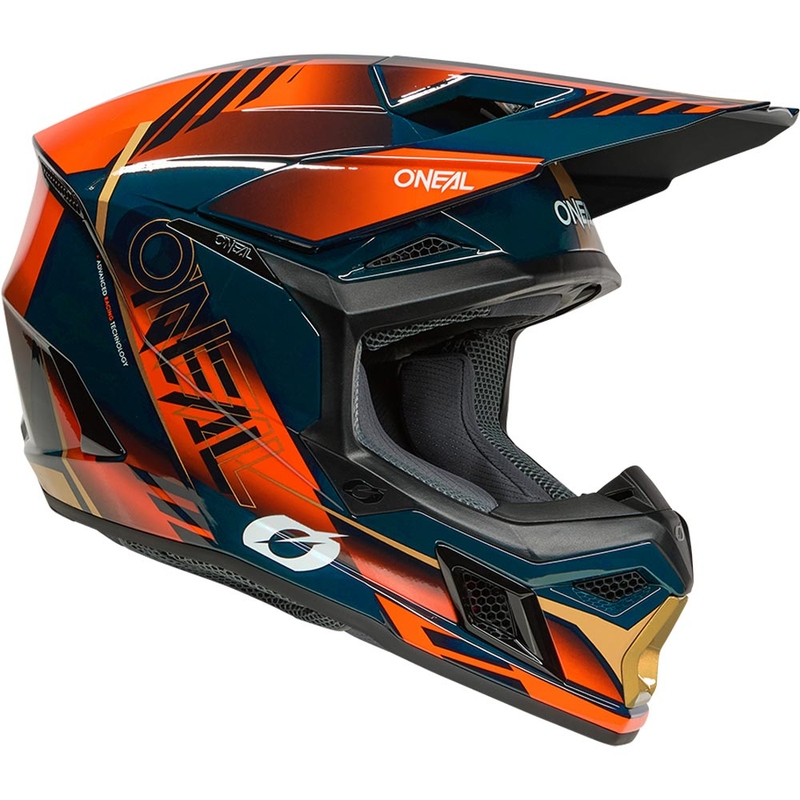 Motokrosová prilba O´Neal 3SRS Haze modro-oranžovo-zlatá