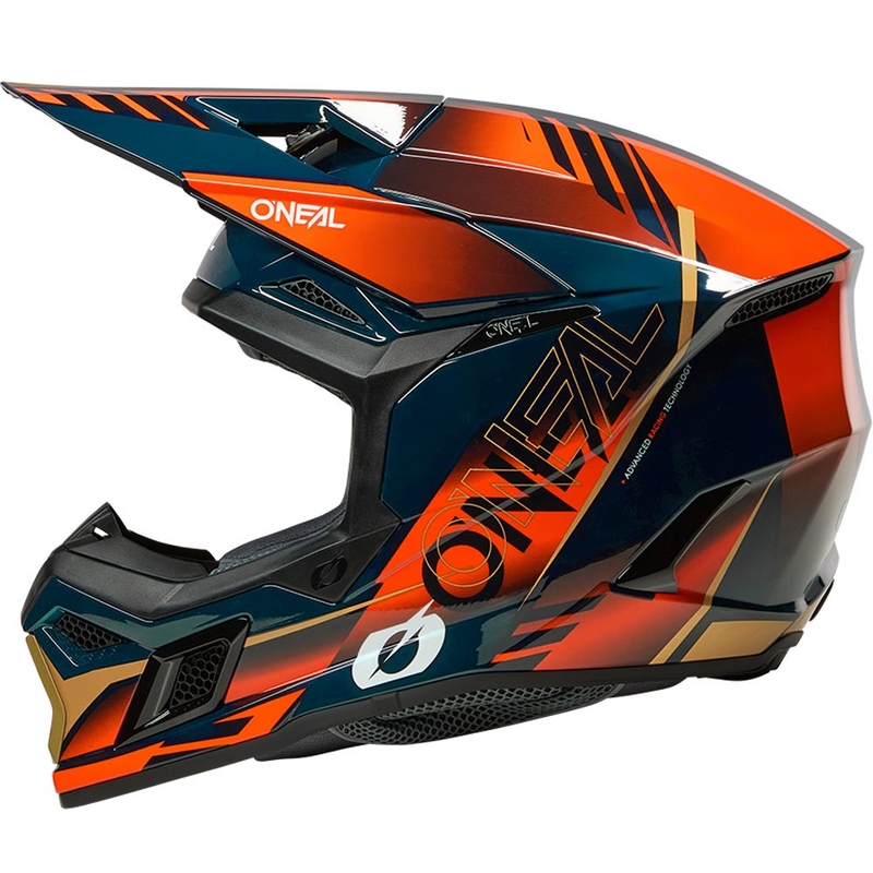 Motokrosová prilba O´Neal 3SRS Haze modro-oranžovo-zlatá