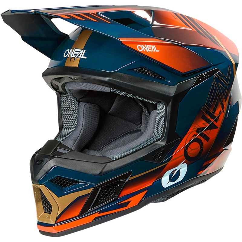 Motokrosová prilba O´Neal 3SRS Haze modro-oranžovo-zlatá