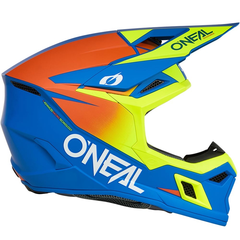 Motokrosová prilba O´Neal 3SRS Solid matná modro-fluo žltá