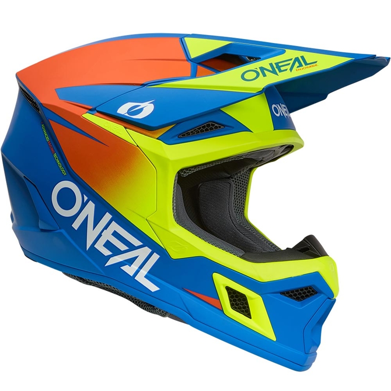 Motokrosová prilba O´Neal 3SRS Solid matná modro-fluo žltá