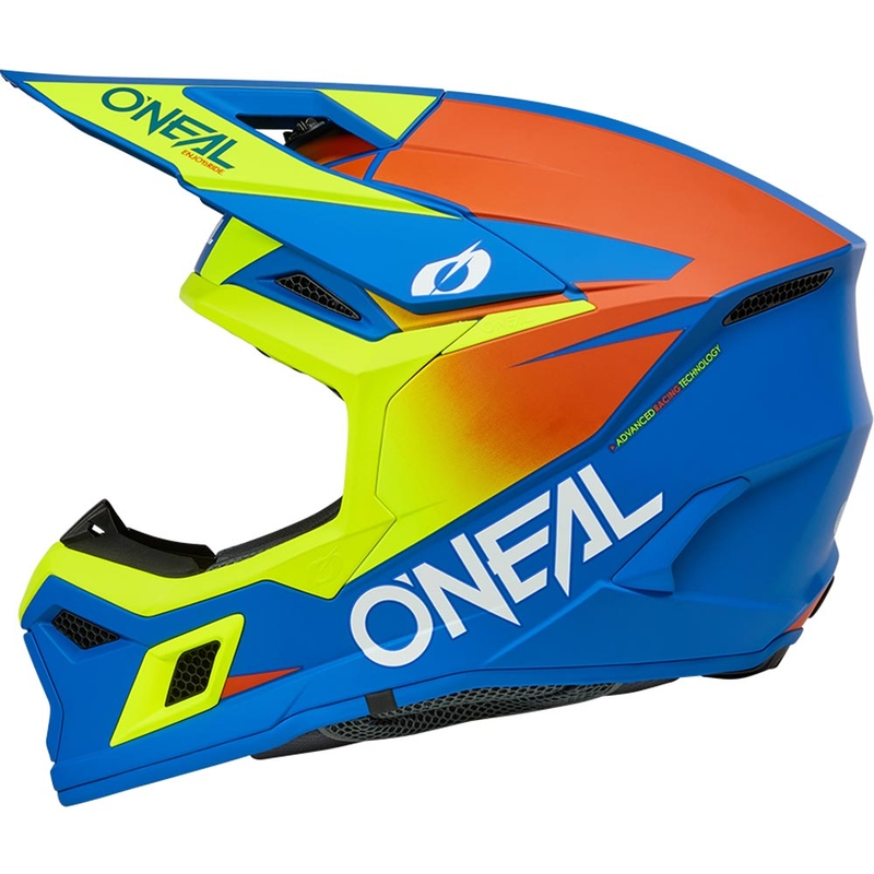 Motokrosová prilba O´Neal 3SRS Solid matná modro-fluo žltá