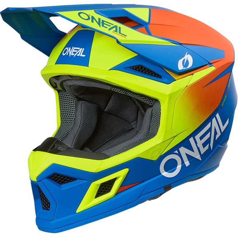 Motokrosová prilba O´Neal 3SRS Solid matná modro-fluo žltá