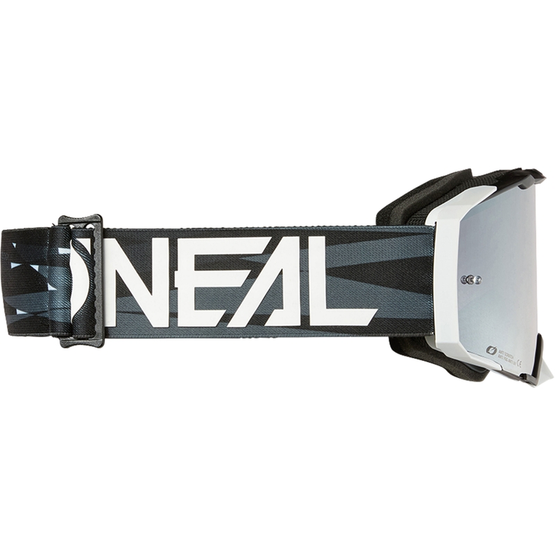 Motokrosové okuliare O´Neal B-33 Ictus čierno-biele (strieborné zrkadlové plexi)