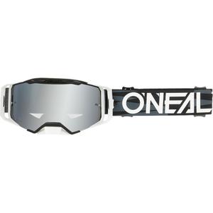 Motokrosové okuliare O´Neal B-33 Ictus čierno-biele (strieborné zrkadlové plexi)