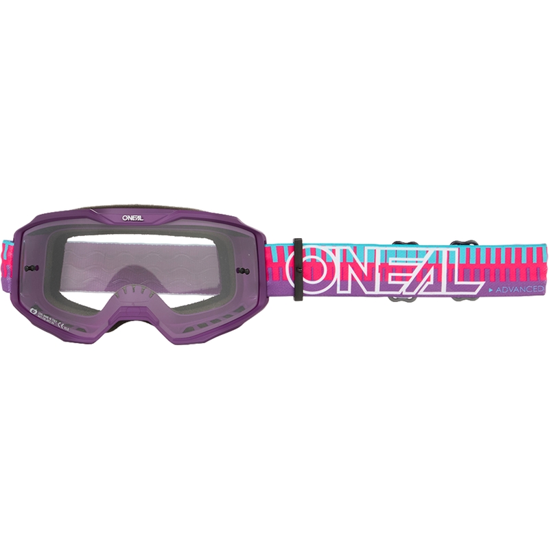 Motokrosové okuliare O´Neal B-10 Striped ružovo-fialové (číre plexi)