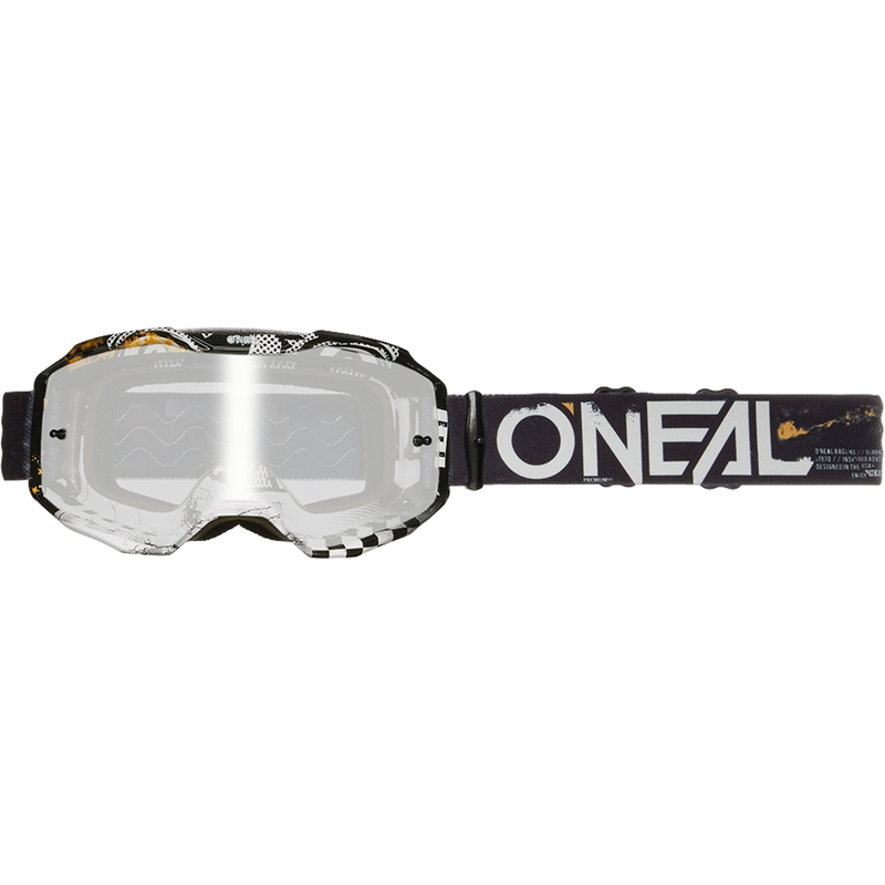 Motokrosové okuliare O´Neal B-10 Attack čierno-biele (zrkadlové strieborné plexi)