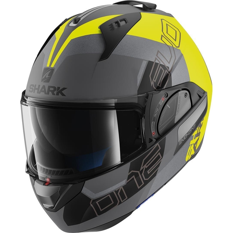 Preklápacia prilba SHARK EVO-ONE 2 Slasher Mat strieborno-čierno-žltá výpredaj