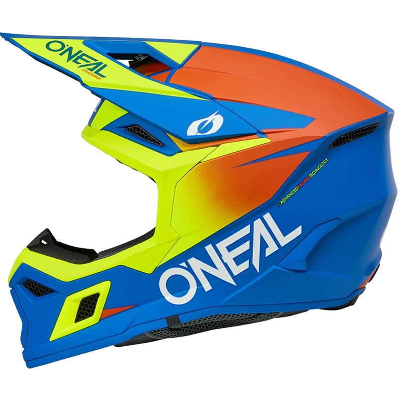 Detská motokrosová helma O´Neal 3SRS Solid matná modro-fluo žltá