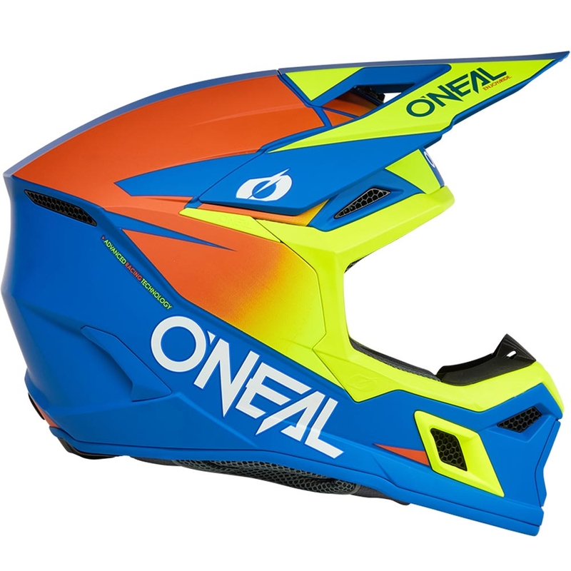 Detská motokrosová helma O´Neal 3SRS Solid matná modro-fluo žltá