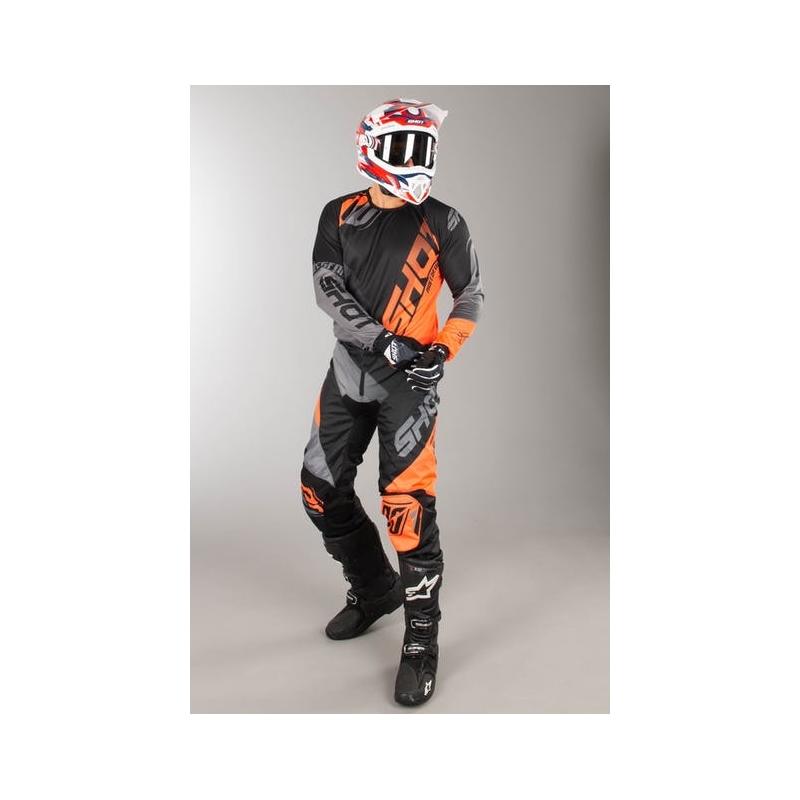 Komplet (dres + nohavice) Shot DEVO Ultimate čierno-fluorescenčno oranžový