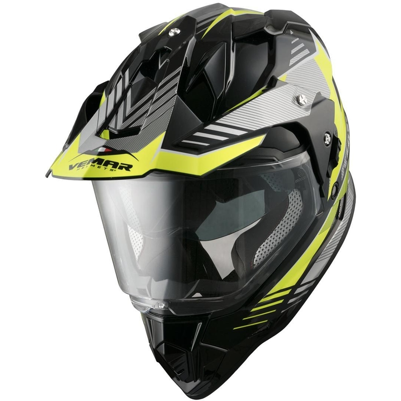 Enduro prilba Vemar Kona Explorer čierno-strieborno-fluorescenčno-žltá výpredaj