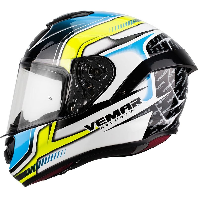 Integrálna prilba Vemar Hurricane Racing čierno-bielo-žlto-modrá