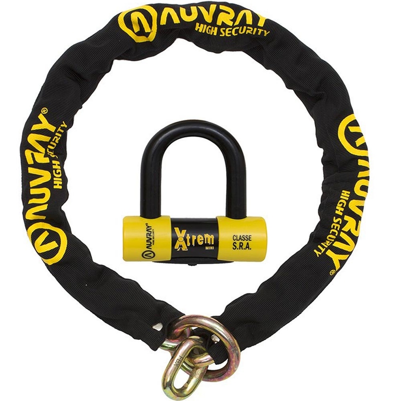 Reťazový zámok na motorku Auvray XTREM Chain so zámkom na brzdový kotúč XTREM Mini U čierny