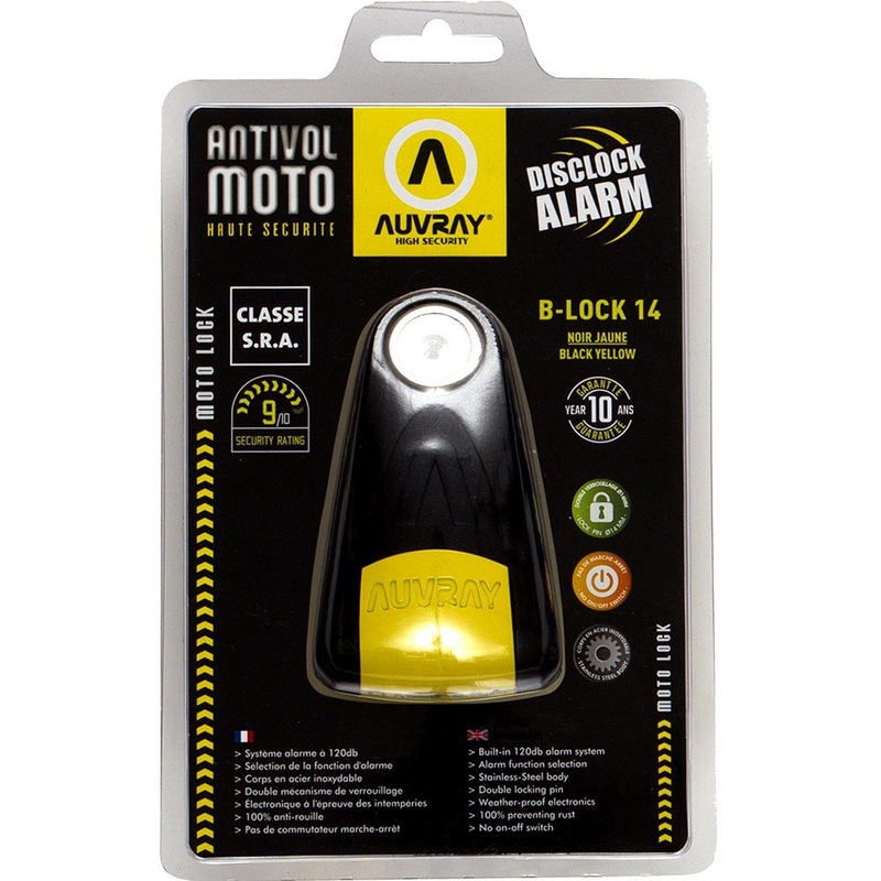 Zámok na brzdový kotúč Auvray B-Lock 14 s alarmom čierny
