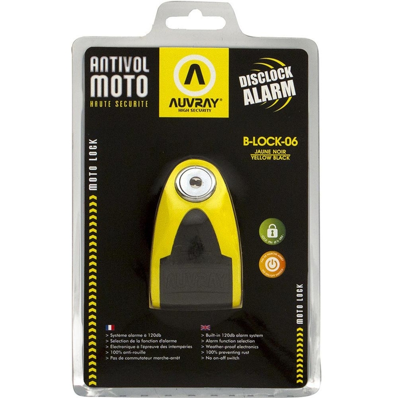 Zámok na brzdový kotúč Auvray B-Lock 06 s alarmom 120 dB žltý