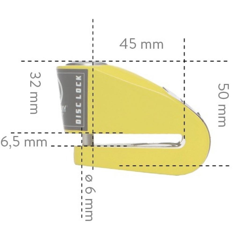 Zámok na brzdový kotúč Auvray B-Lock 06 s alarmom 120 dB žltý