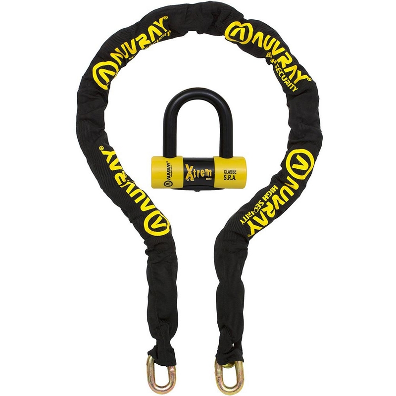 Reťazový zámok na motorku Auvray XTREM Chain so zámkom na brzdový kotúč XTREM Mini U 13,5 mm čierny