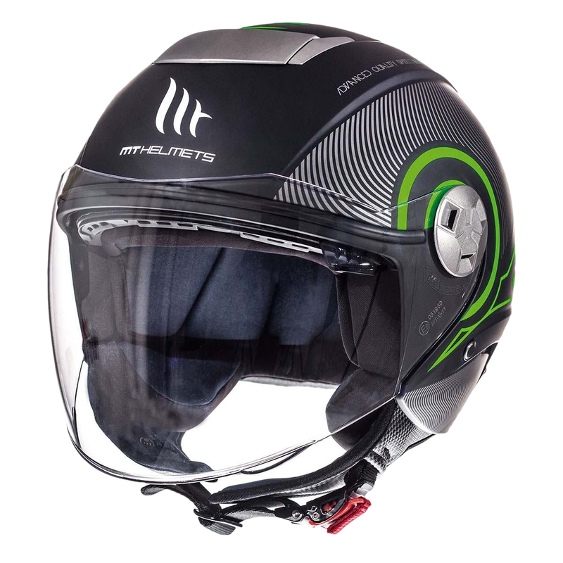 Prilba na motocykel otvorená MT City Eleven SV Tron čierna matná-fluorescenčno-zelená výpredaj