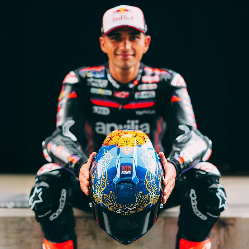 Integrálna helma na motorku Alpinestars Supertech R10 Marthainator limitovaná edícia JORGE MARTIN modro perleťovo zlato červená