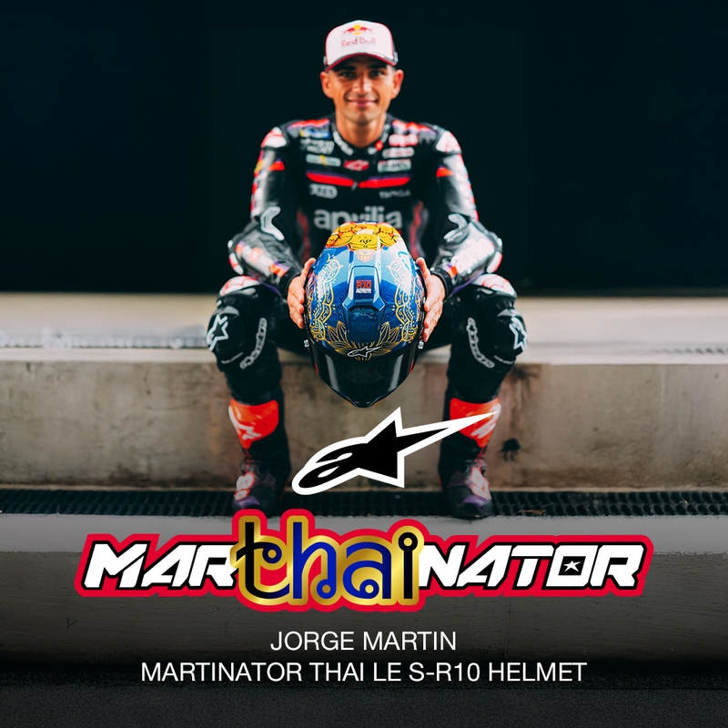 Integrálna helma na motorku Alpinestars Supertech R10 Marthainator limitovaná edícia JORGE MARTIN modro perleťovo zlato červená