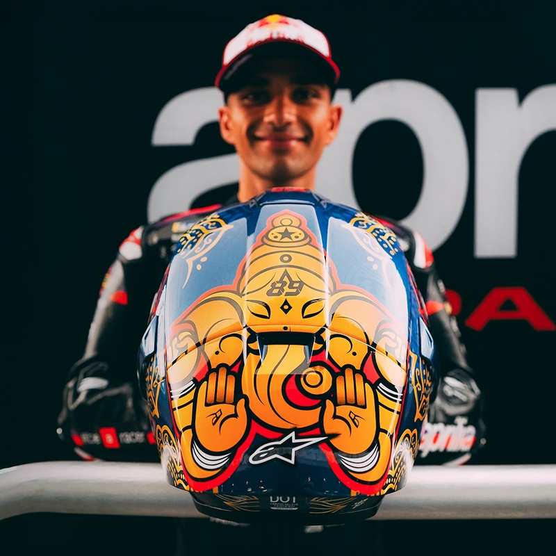 Integrálna helma na motorku Alpinestars Supertech R10 Marthainator limitovaná edícia JORGE MARTIN modro perleťovo zlato červená