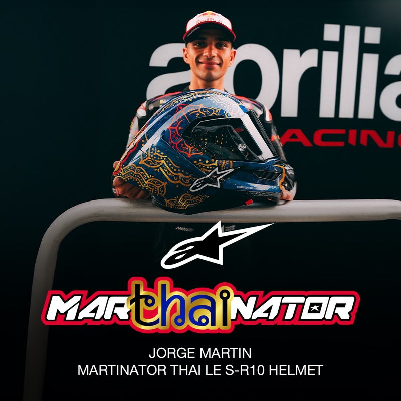 Integrálna helma na motorku Alpinestars Supertech R10 Marthainator limitovaná edícia JORGE MARTIN modro perleťovo zlato červená