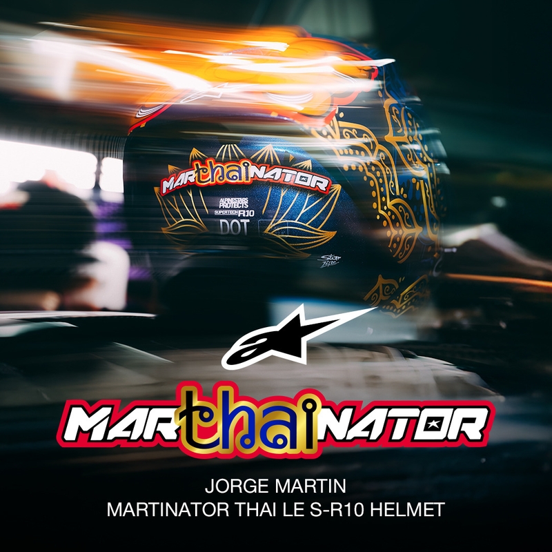 Integrálna helma na motorku Alpinestars Supertech R10 Marthainator limitovaná edícia JORGE MARTIN modro perleťovo zlato červená