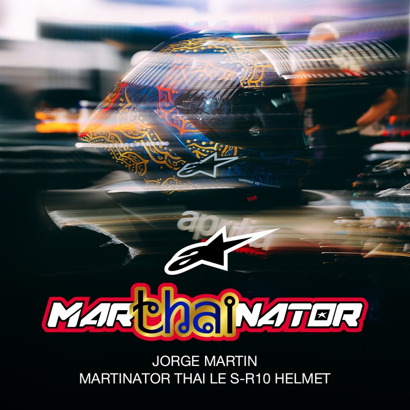 Integrálna helma na motorku Alpinestars Supertech R10 Marthainator limitovaná edícia JORGE MARTIN modro perleťovo zlato červená