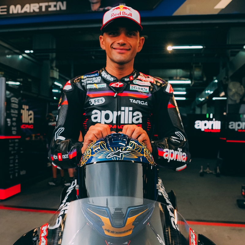 Integrálna helma na motorku Alpinestars Supertech R10 Marthainator limitovaná edícia JORGE MARTIN modro perleťovo zlato červená