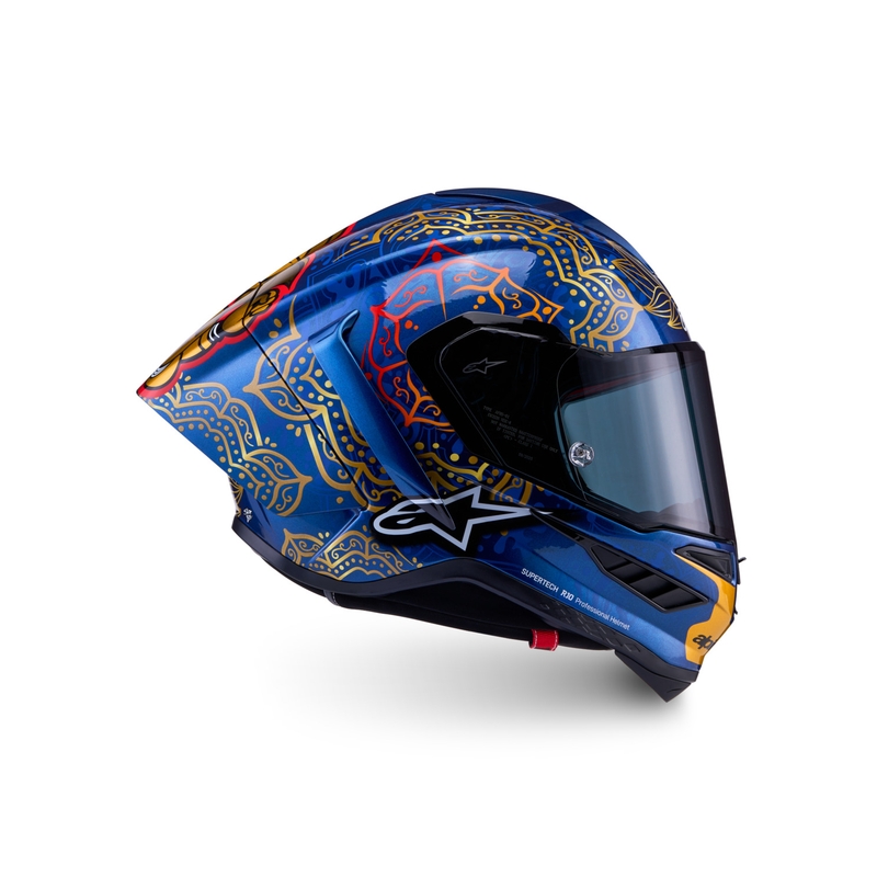 Integrálna helma na motorku Alpinestars Supertech R10 Marthainator limitovaná edícia JORGE MARTIN modro perleťovo zlato červená