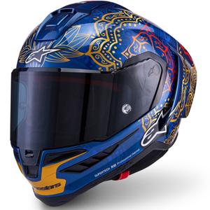 Integrálna helma na motorku Alpinestars Supertech R10 Marthainator limitovaná edícia JORGE MARTIN modro perleťovo zlato červená