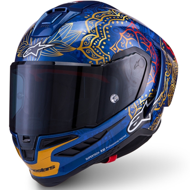 Integrálna helma na motorku Alpinestars Supertech R10 Marthainator limitovaná edícia JORGE MARTIN modro perleťovo zlato červená